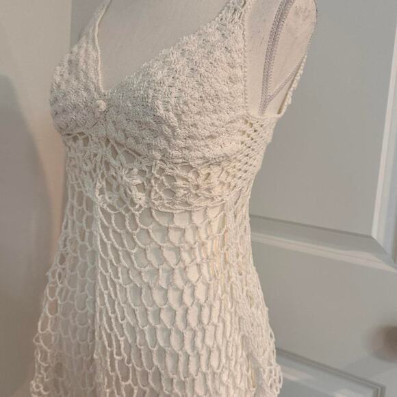 White Knitted HandMade Crotchet Lace Top Size Small - Picture 4 of 4
